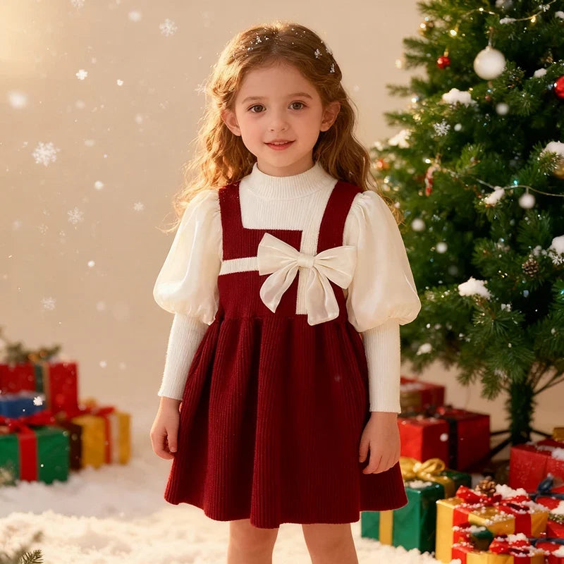 Holiday Red Bow Dress for Girls