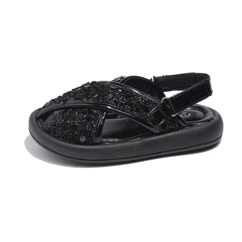 Starlight Sequin Cross Sandals