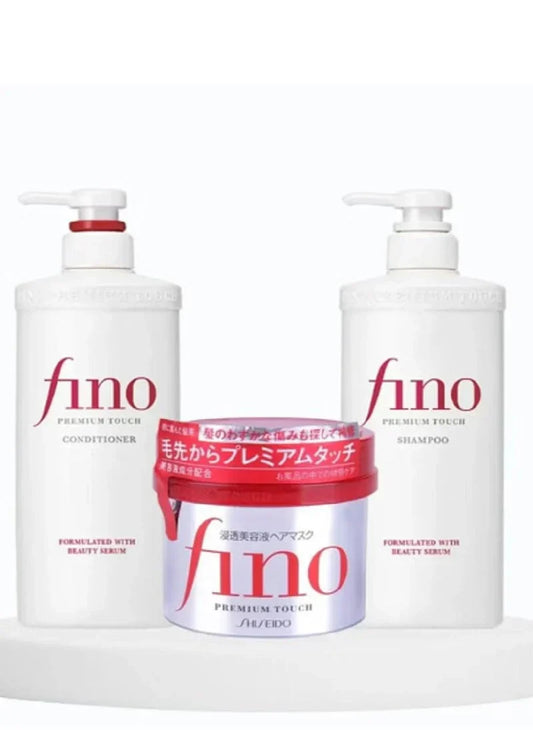 Conjunto completo Fino Haircare Shampoo, Condicionador e Máscara Capilar