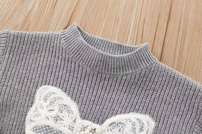 Glitter Bow Knit Set for Girls