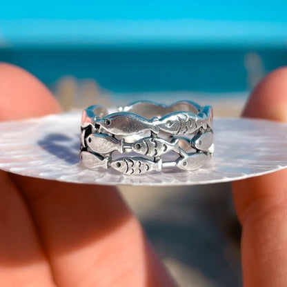 Silver School of Fish Ring