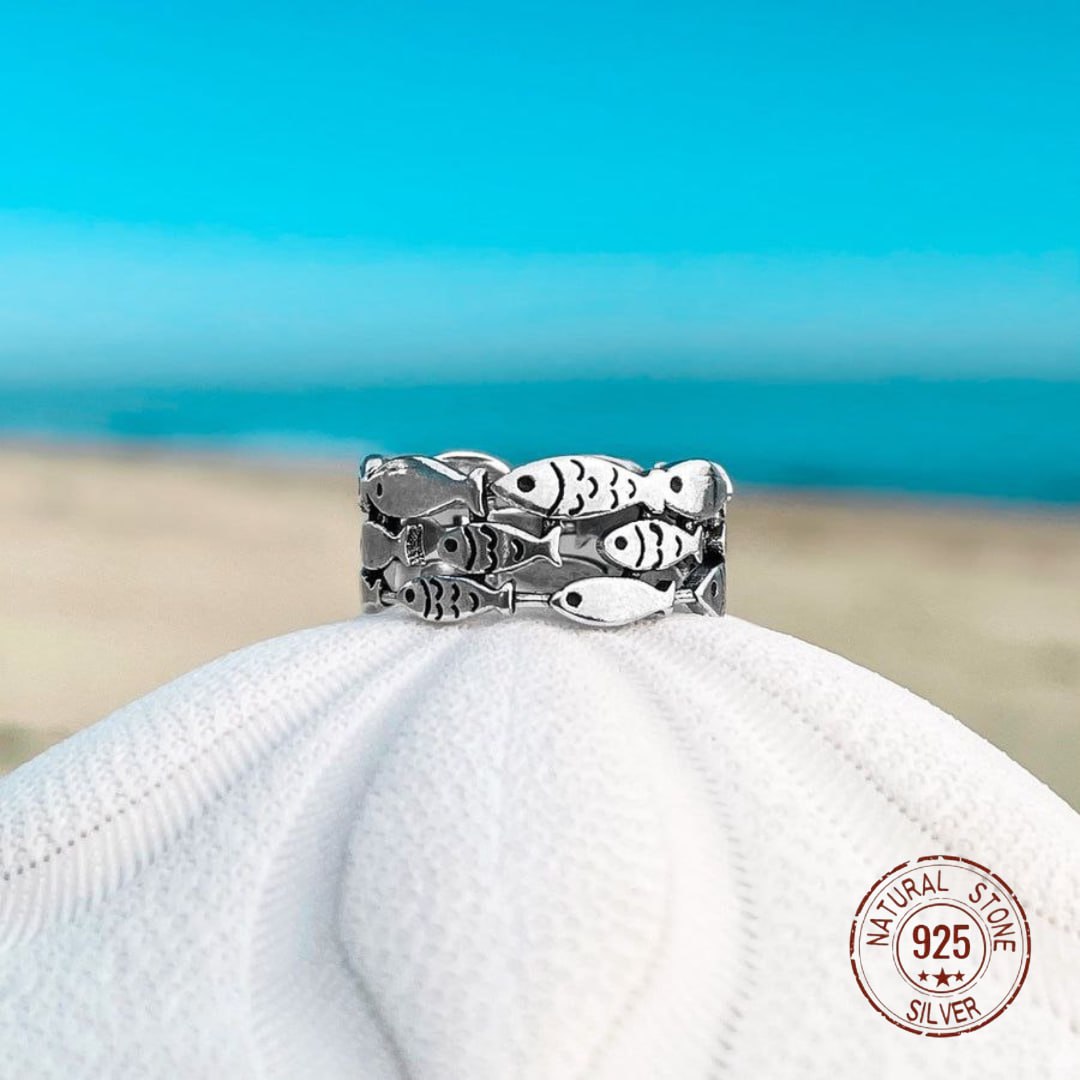 Silver School of Fish Ring