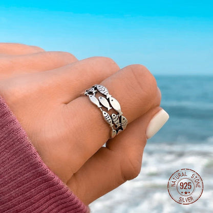Silver School of Fish Ring