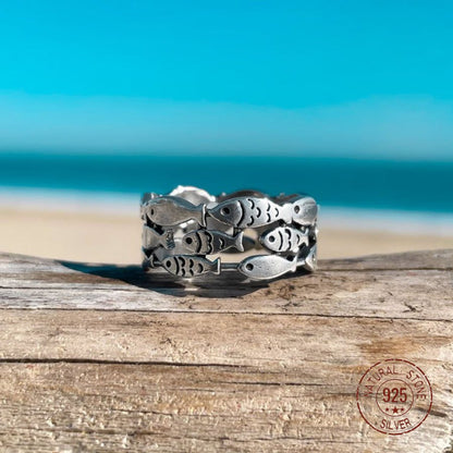 Silver School of Fish Ring