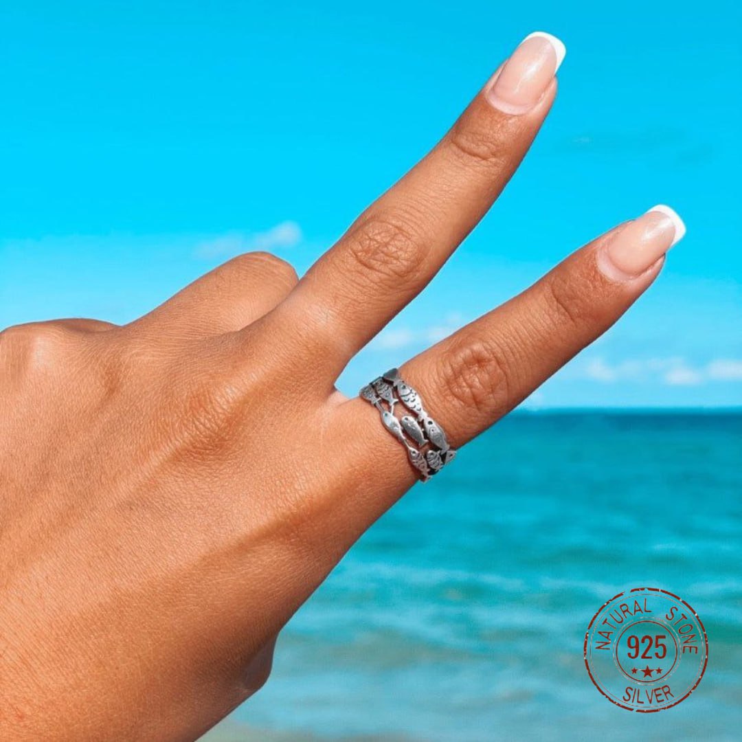 Silver School of Fish Ring