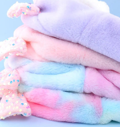Pastel Ice Princess Plush Winter Hat for Kids