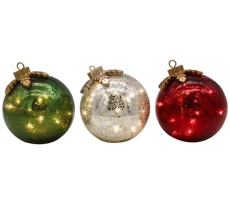 Glass Tabletop Christmas Ornaments – Set of 3