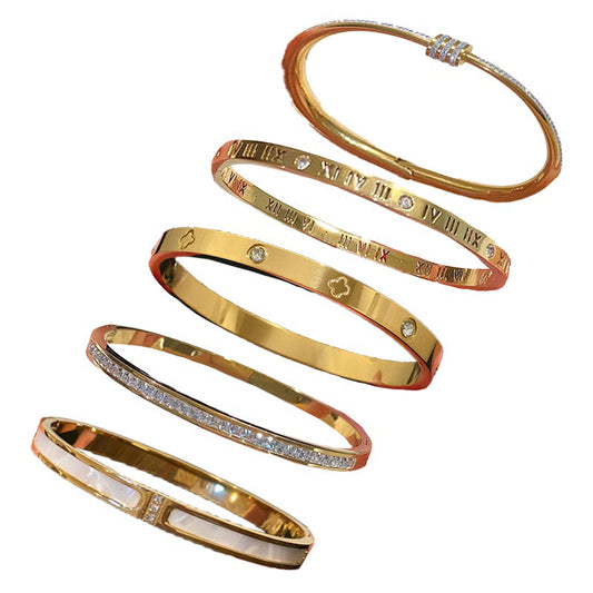 Elegant 5-Piece Stainless Steel Bracelet Set