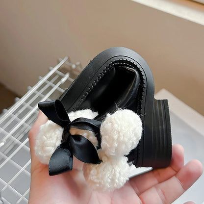 Black Pom-Pom Lined Winter Boots