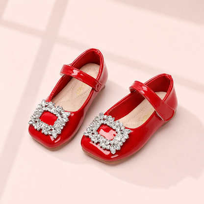 Crystal Buckle Patent Mary Janes