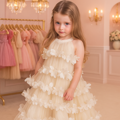 Golden Petal Kids Party Dress