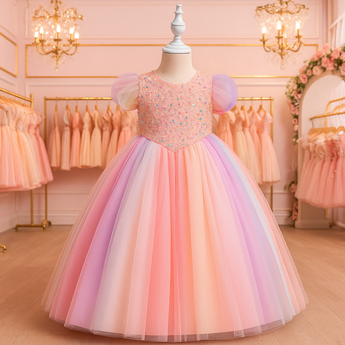 Long Princess Party Dress for Girls – Candy Colors Dream Look