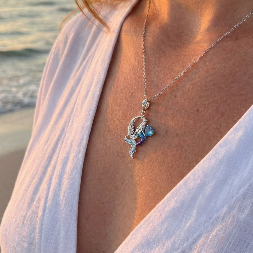 Blue Heart Mermaid Necklace
