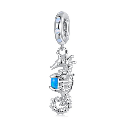 Blue Heart Seahorse Charm