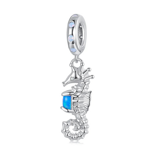 Blue Heart Seahorse Charm