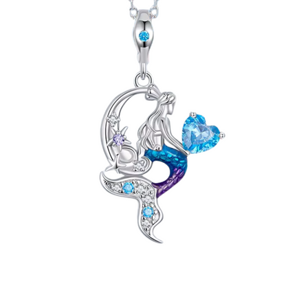 Blue Heart Mermaid Necklace