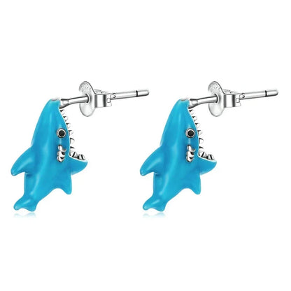 Blue Shark Stud Earrings