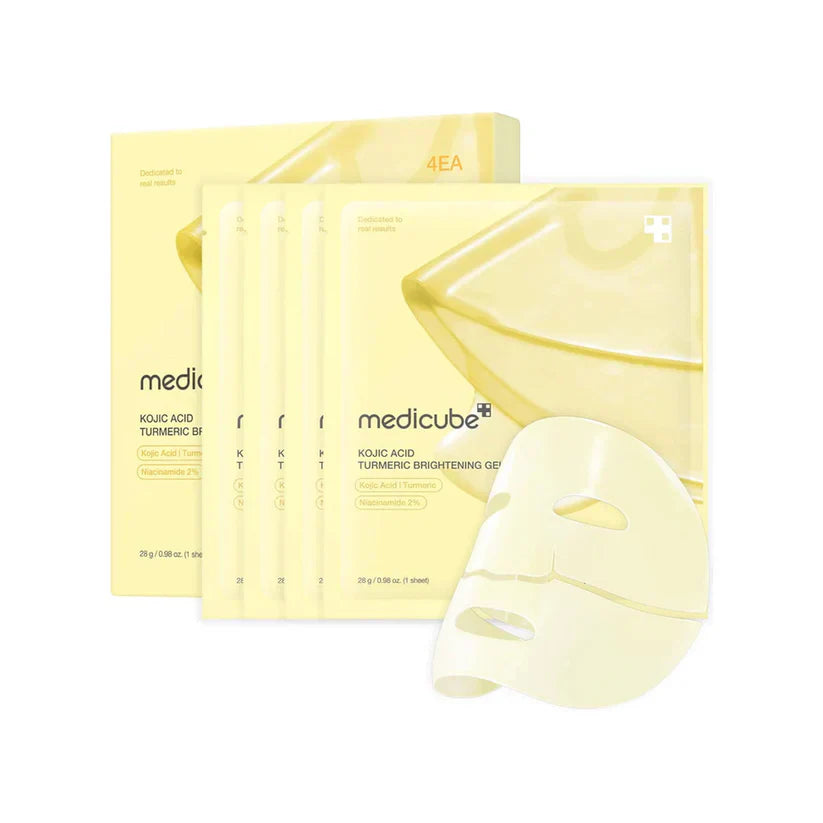 Máscara de gel de gelatina dourada de cúrcuma com ácido kójico Medicube | Máscara facial iluminadora durante a noite