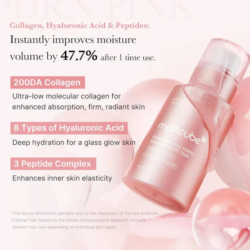 Soro Shot de Exossomo de Colágeno Rosa Medicube PDRN 7.500 PPM 30ml - imagem 2