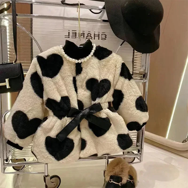 Chic Hearts Faux Fur Coat