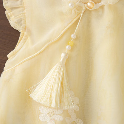 Golden Blossom Oriental Girls' Dress