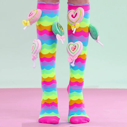 Rainbow Candy Knee-High Socks for Girls – A Sweet Treat for Little Feet