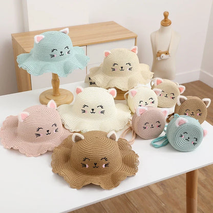 Kitty Straw Hat + Bag Set