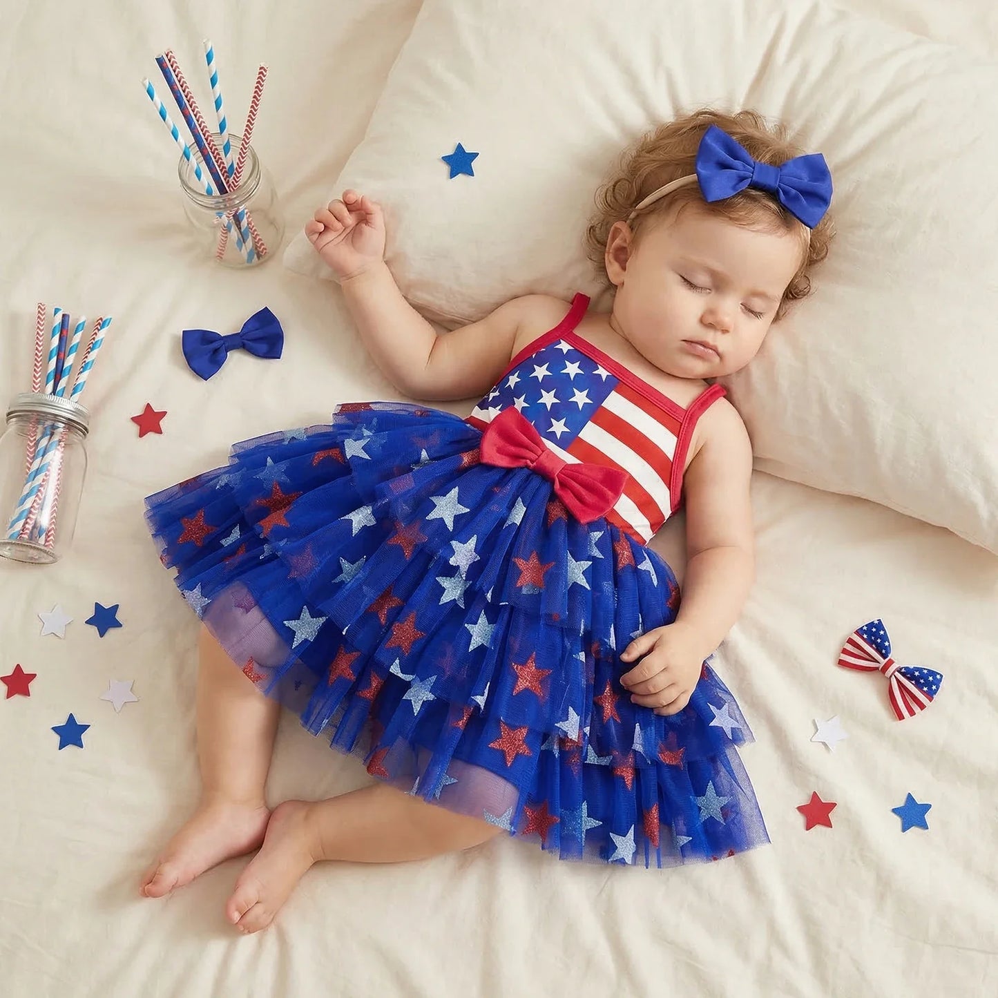All-American Sweetheart Tutu Dress with Bow Headband