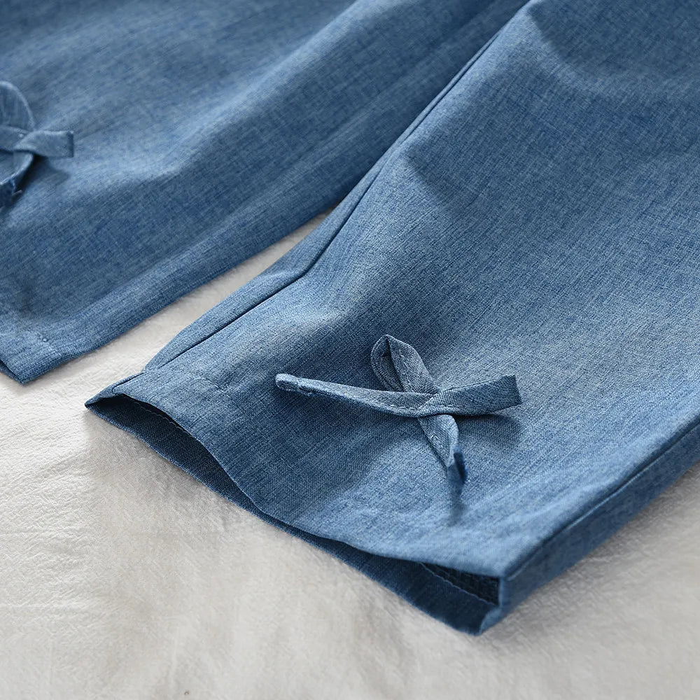 Denim Bow Charm Girls’ Set