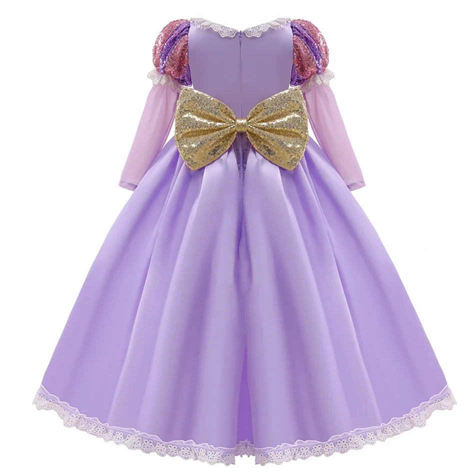 Long Sleeve Fairy Tale Princess Dress – Lilac & Gold