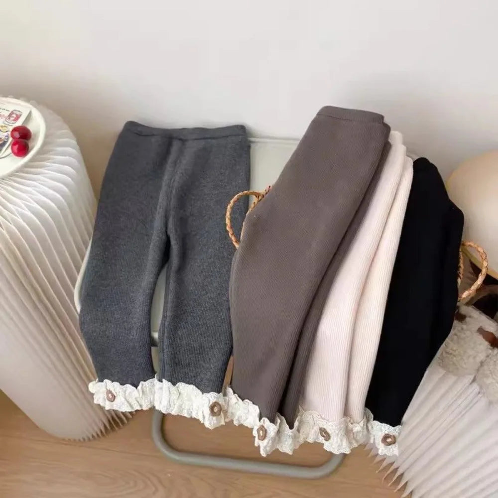 Cozy Winter Leggings with Lace Trim