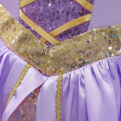 Long Sleeve Fairy Tale Princess Dress – Lilac & Gold
