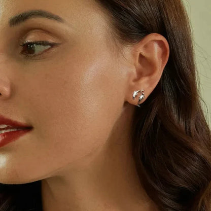 Double Dolphin Stud Earrings