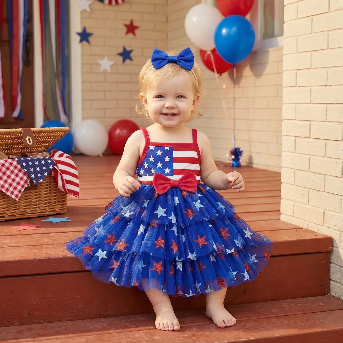 All-American Sweetheart Tutu Dress with Bow Headband