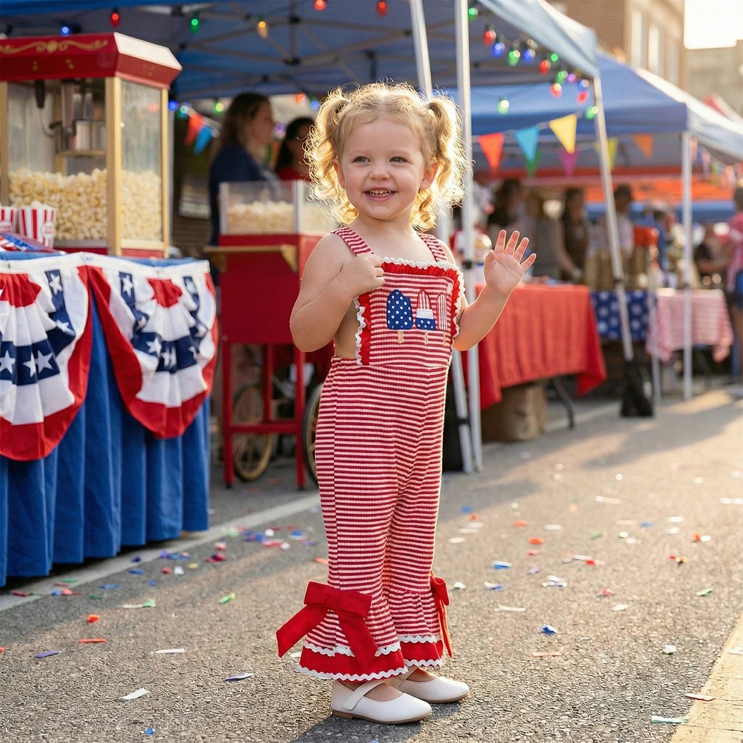 Little Patriot Ruffle Bell Romper