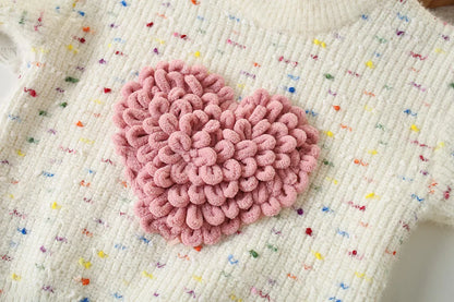 Love Heart Outfit for Girls – Knitted Top & Tulle Skirt