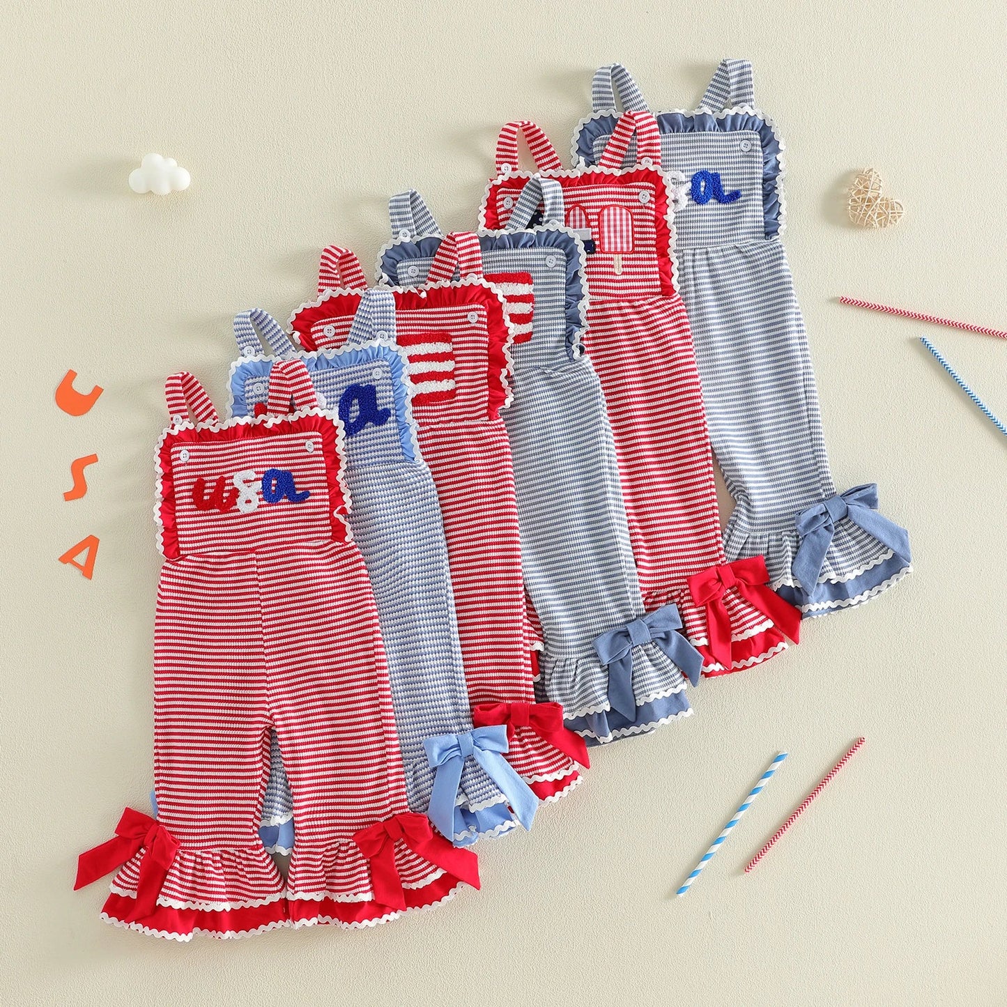 Little Patriot Ruffle Bell Romper