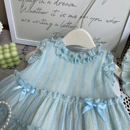 Blueberry Whispers – Light Blue Ruffle Dress for Girls