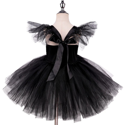 Girls Black & White Villain Costume