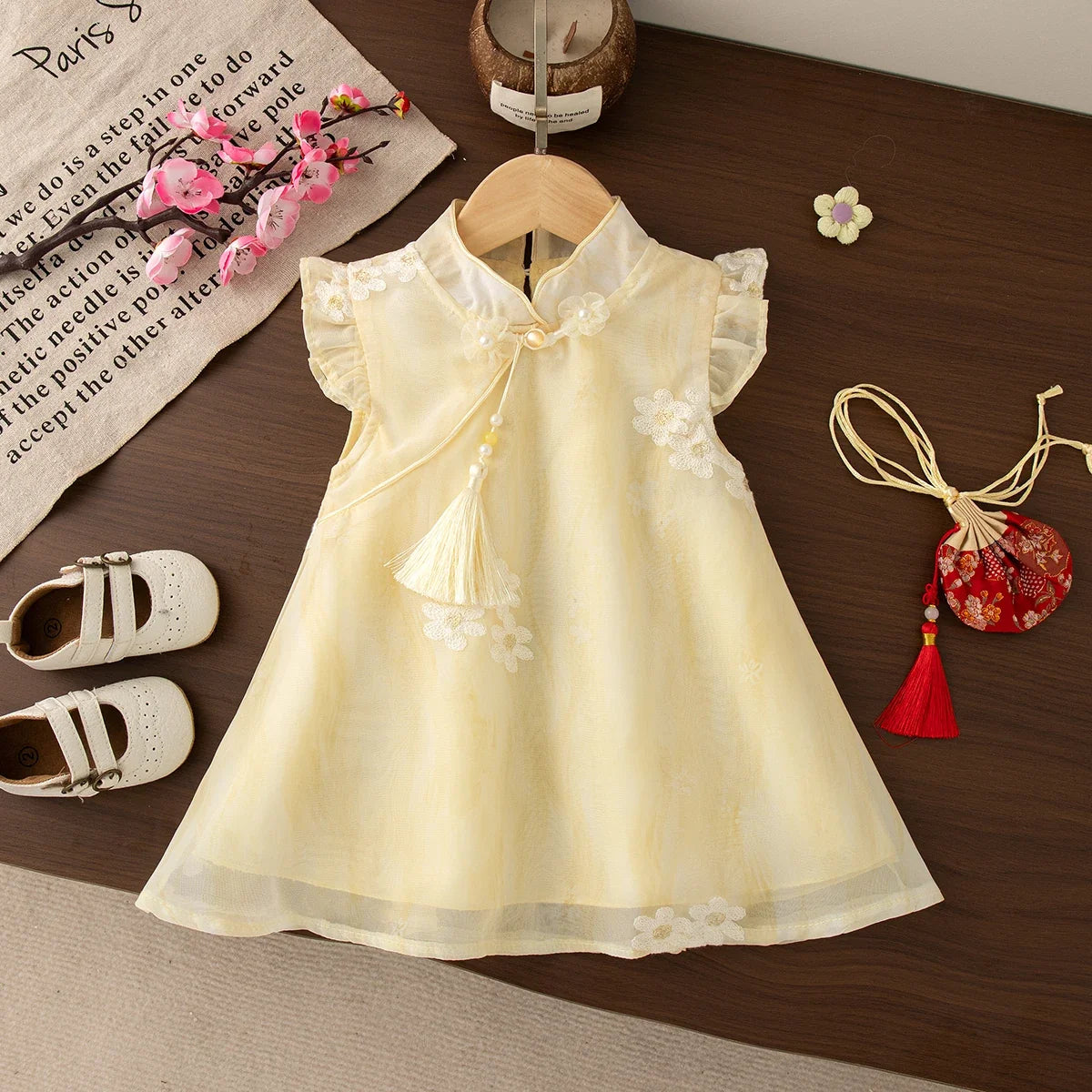 Golden Blossom Oriental Girls' Dress