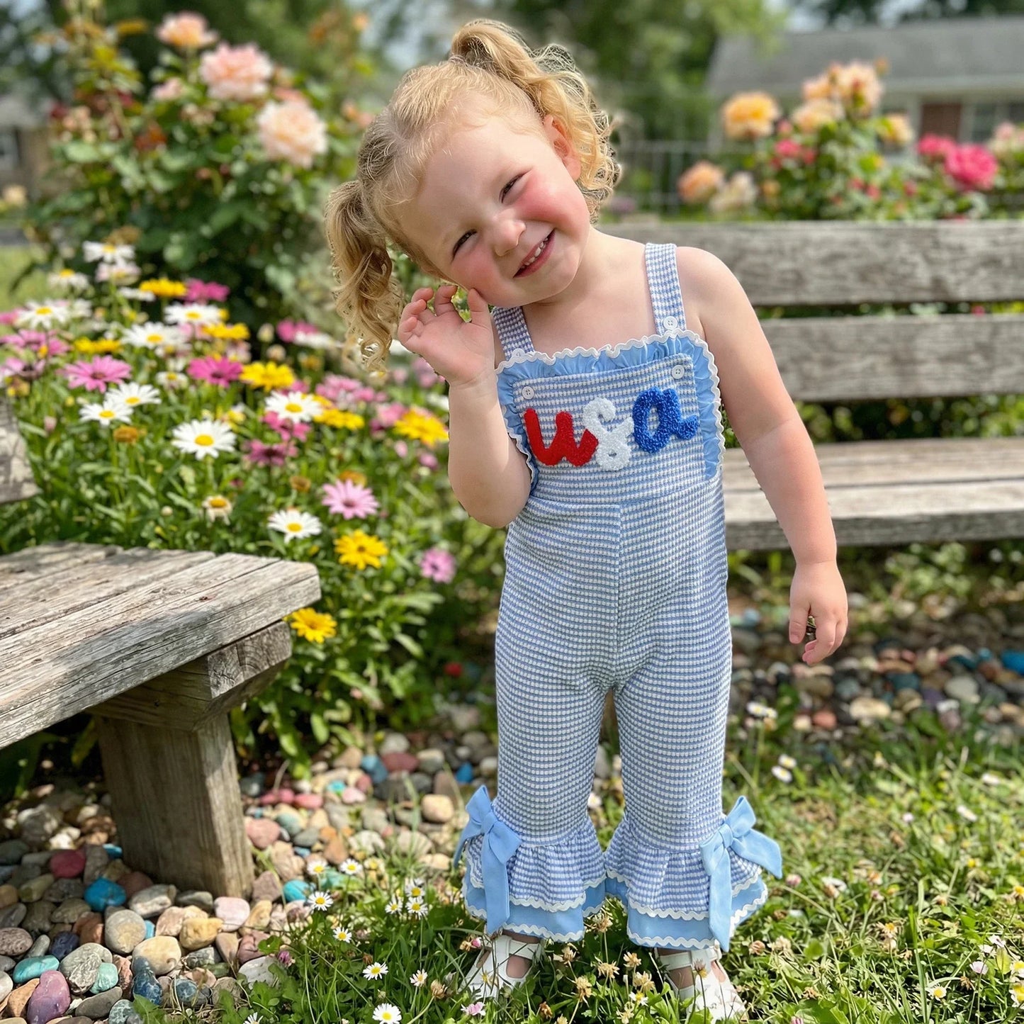 Little Patriot Ruffle Bell Romper