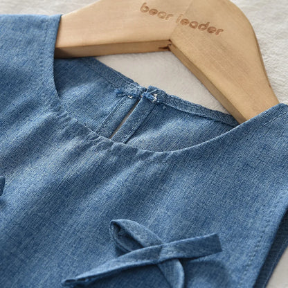 Denim Bow Charm Girls’ Set