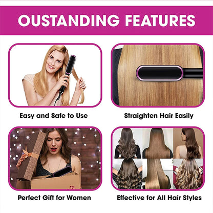 Electric Professional 2 In 1 Hot Comb Hair Straightener Electric Hair Brush Negative Ion Multi-Temperature Styling Tool