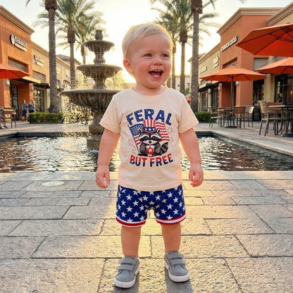 Feral But Free Tee & Stars Shorts Set