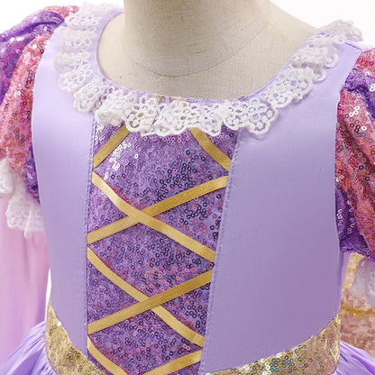 Long Sleeve Fairy Tale Princess Dress – Lilac & Gold