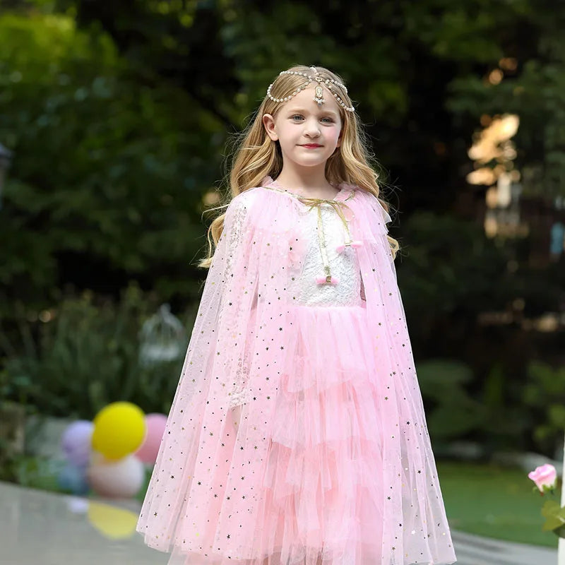 Glitter Star Princess Cape for Girls