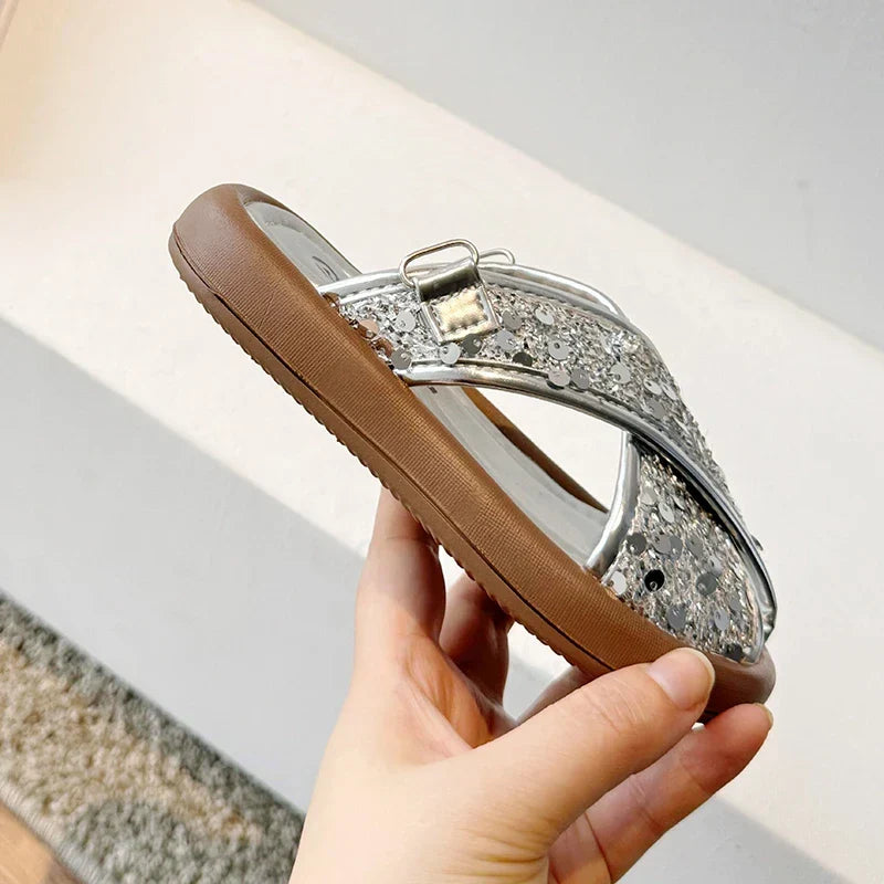 Starlight Sequin Cross Sandals