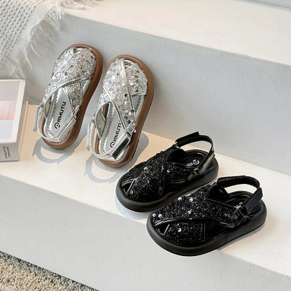 Starlight Sequin Cross Sandals