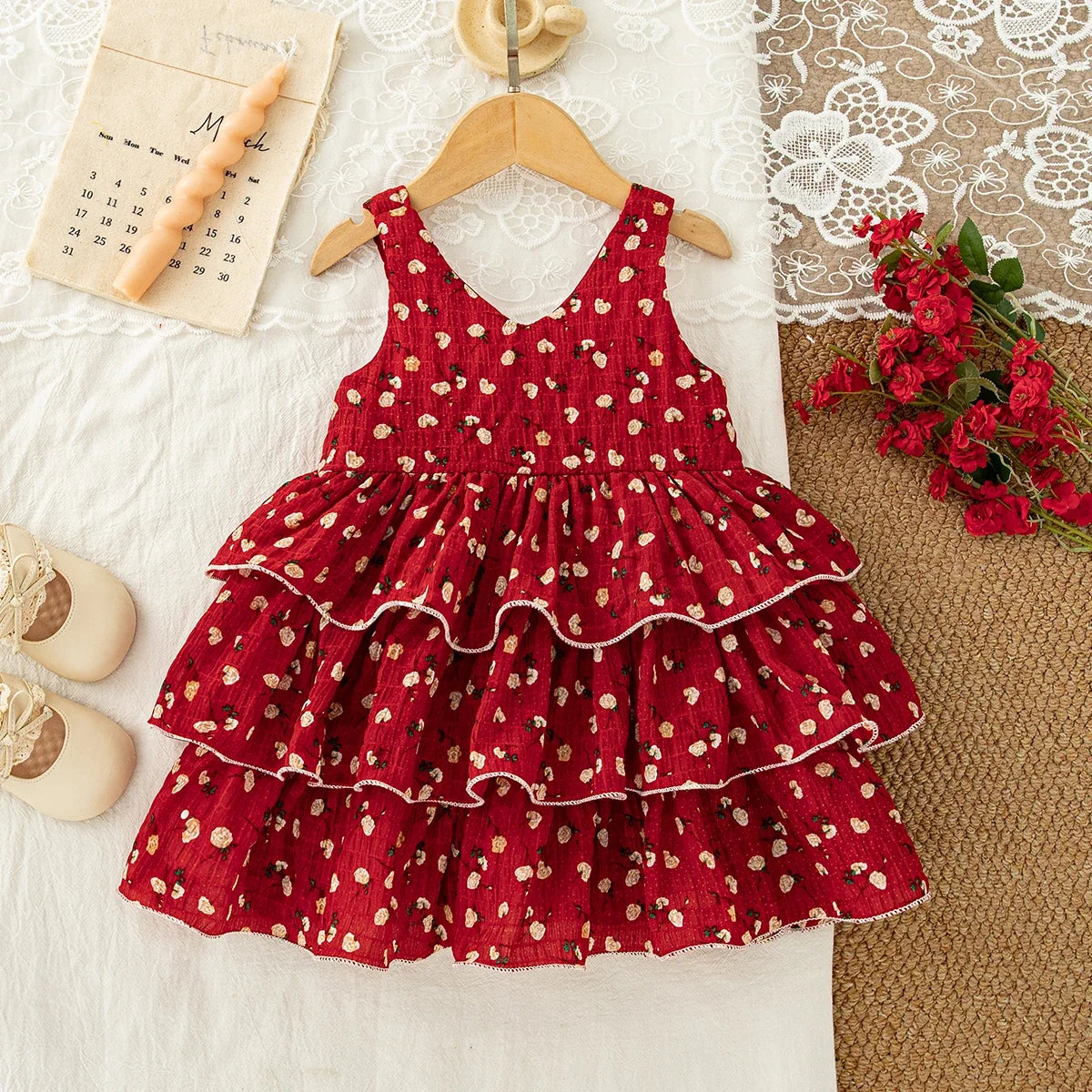 Red Floral Girls’ Dress