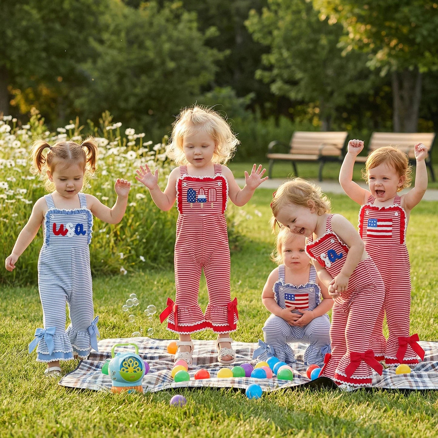 Little Patriot Ruffle Bell Romper